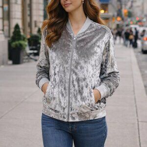 NWOT 90's Silver Gray Velour Jacket